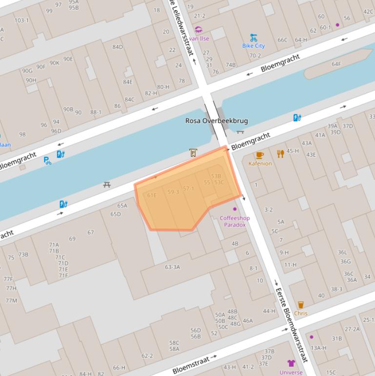 Kaart van postcodegebied 1016KE.