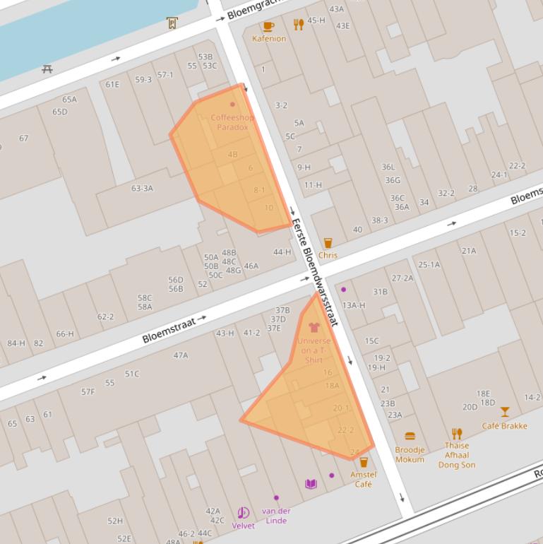 Kaart van postcodegebied 1016KS.