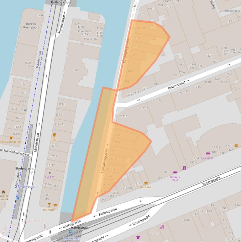 Kaart van postcodegebied 1016KT.