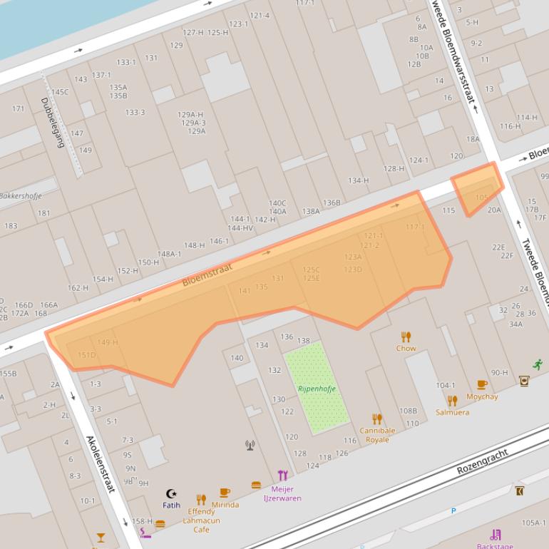 Kaart van postcodegebied 1016KZ.