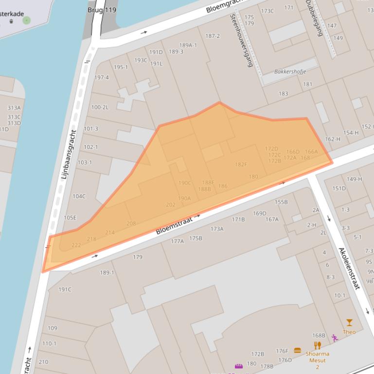 Kaart van postcodegebied 1016LK.