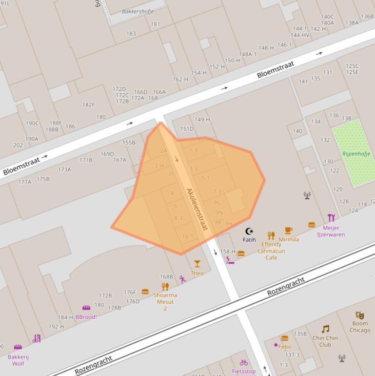 Kaart van postcodegebied 1016LN.