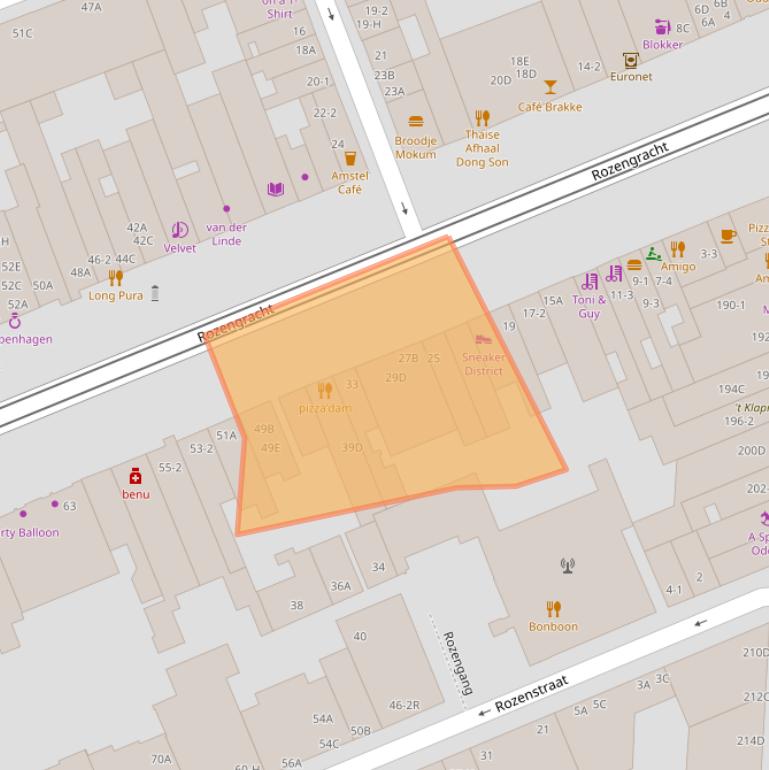 Kaart van postcodegebied 1016LR.