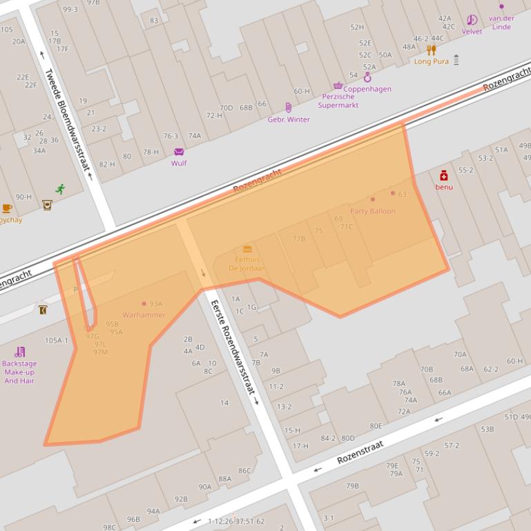 Kaart van postcodegebied 1016LT.