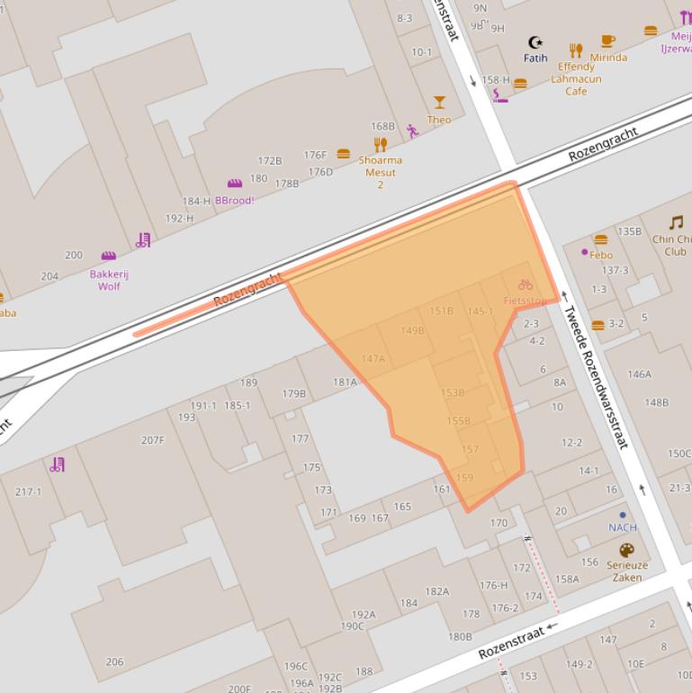 Kaart van postcodegebied 1016LW.