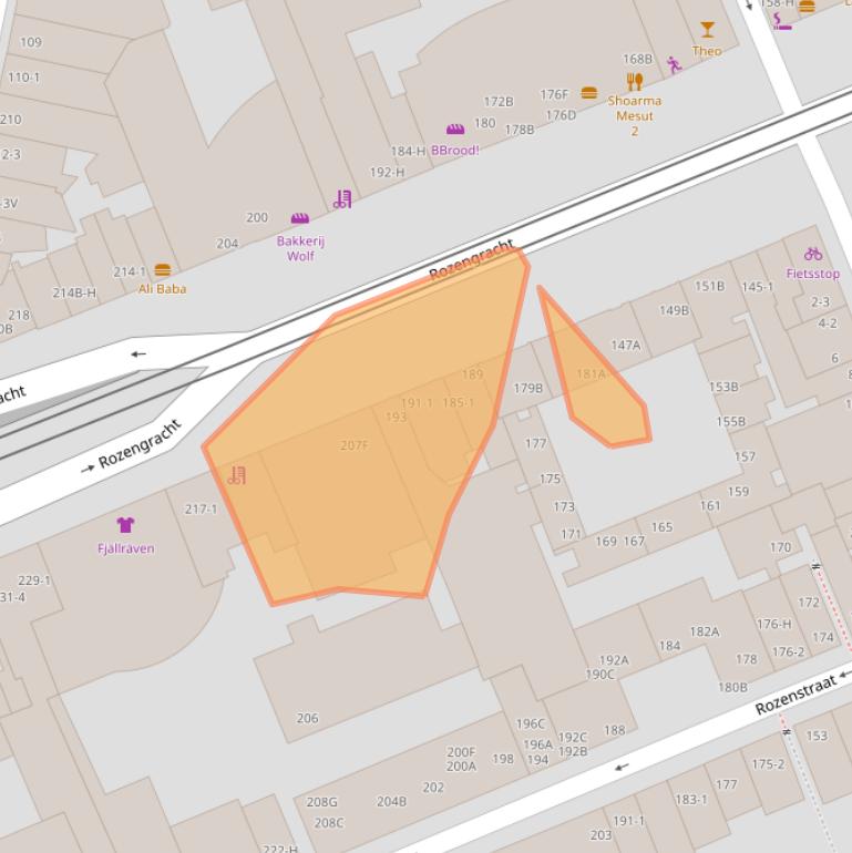 Kaart van postcodegebied 1016LZ.