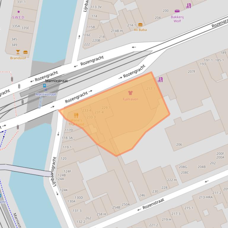 Kaart van postcodegebied 1016NA.