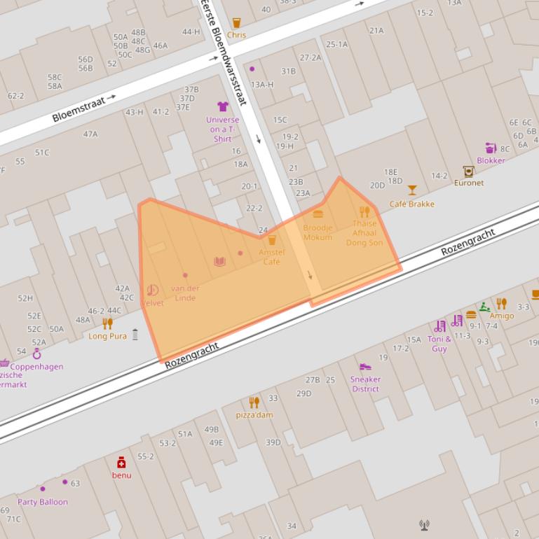 Kaart van postcodegebied 1016NC.