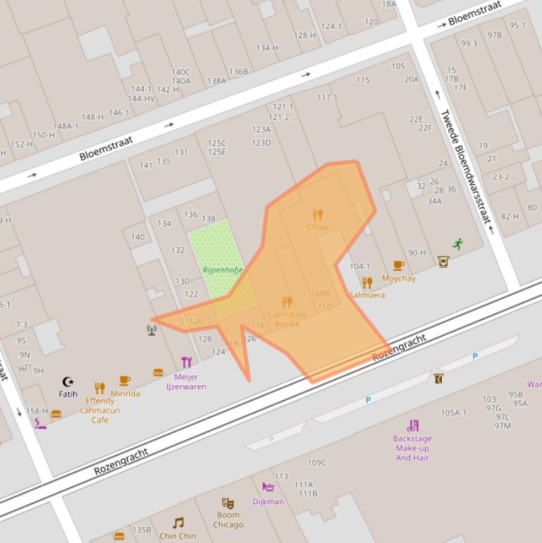 Kaart van postcodegebied 1016NH.