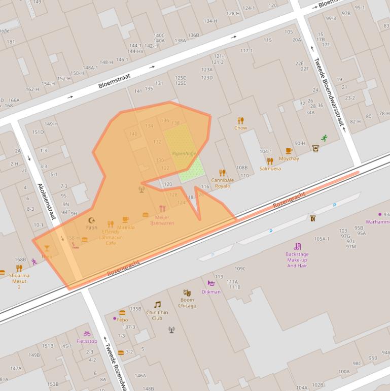 Kaart van postcodegebied 1016NJ.