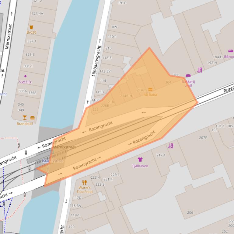 Kaart van postcodegebied 1016NL.