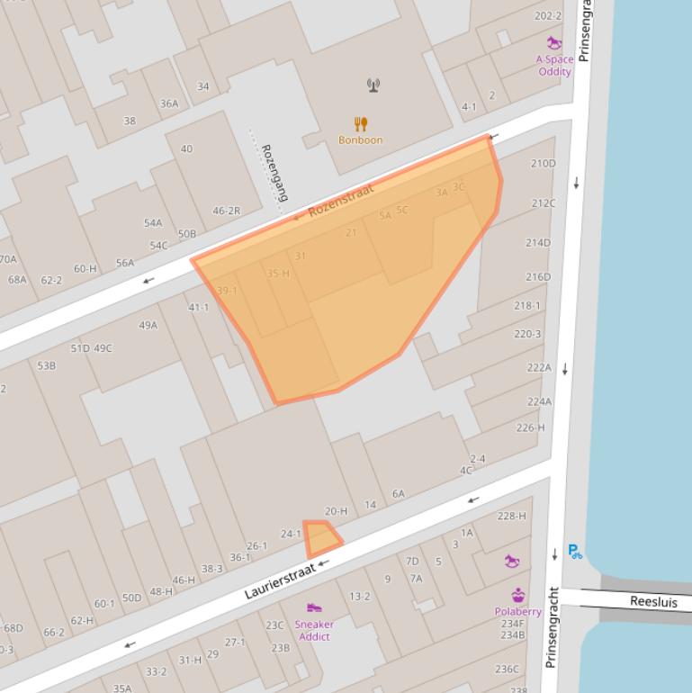 Kaart van postcodegebied 1016NM.