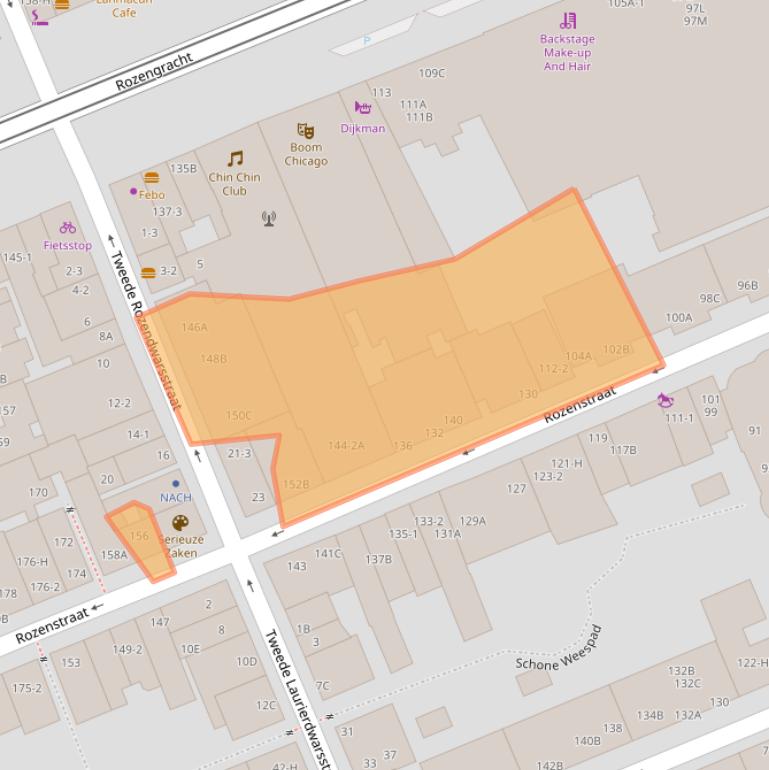 Kaart van postcodegebied 1016NZ.