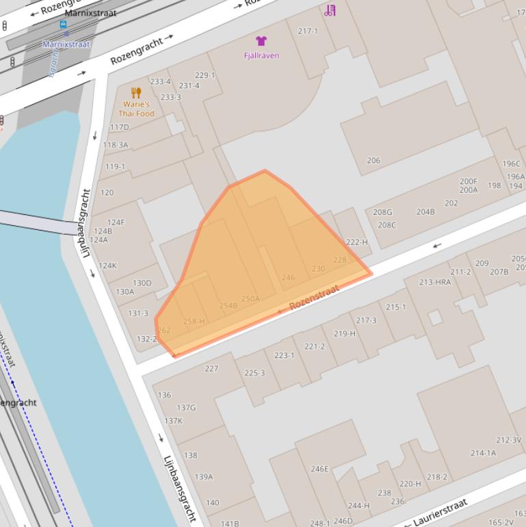 Kaart van postcodegebied 1016PB.