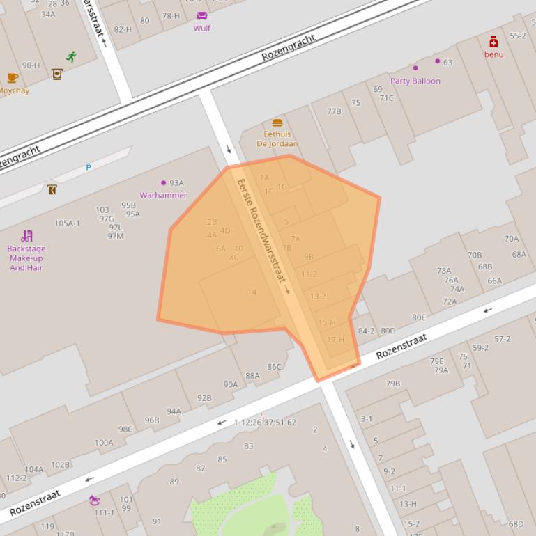 Kaart van postcodegebied 1016PC.