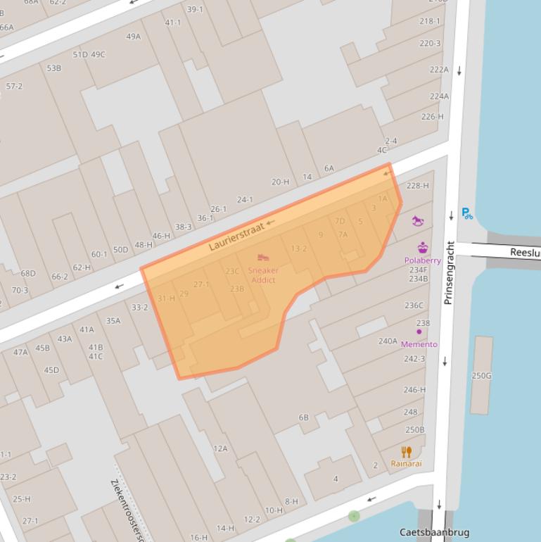 Kaart van postcodegebied 1016PG.