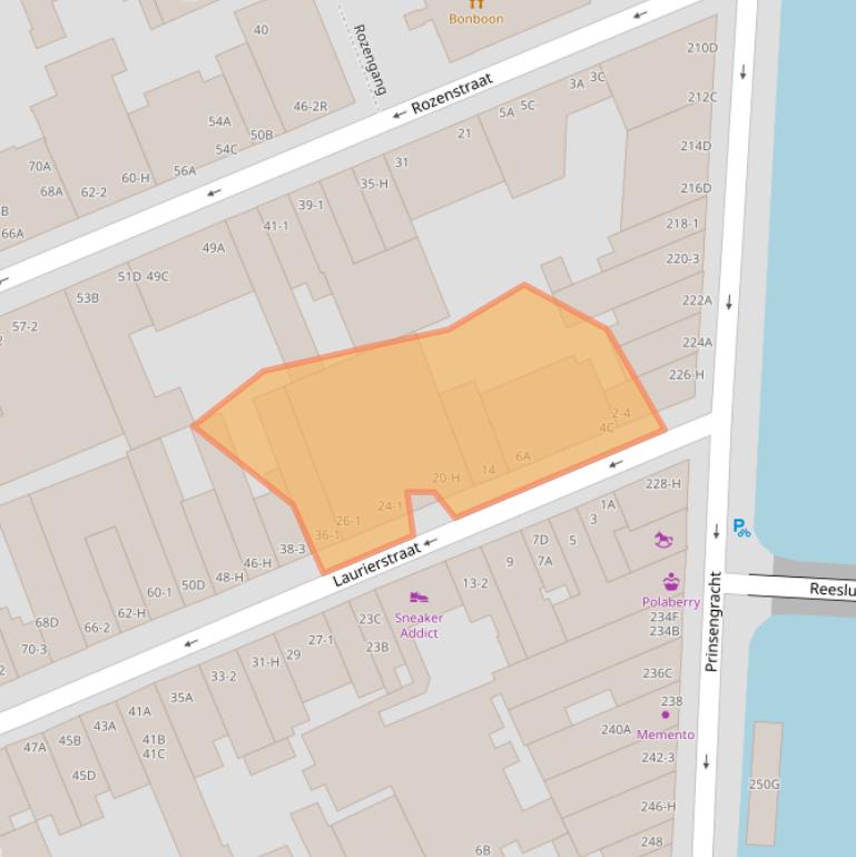 Kaart van postcodegebied 1016PM.