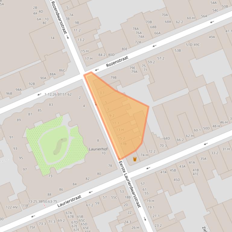 Kaart van postcodegebied 1016PV.