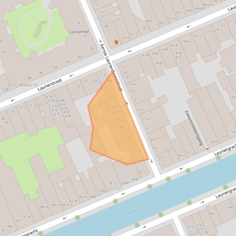 Kaart van postcodegebied 1016PZ.