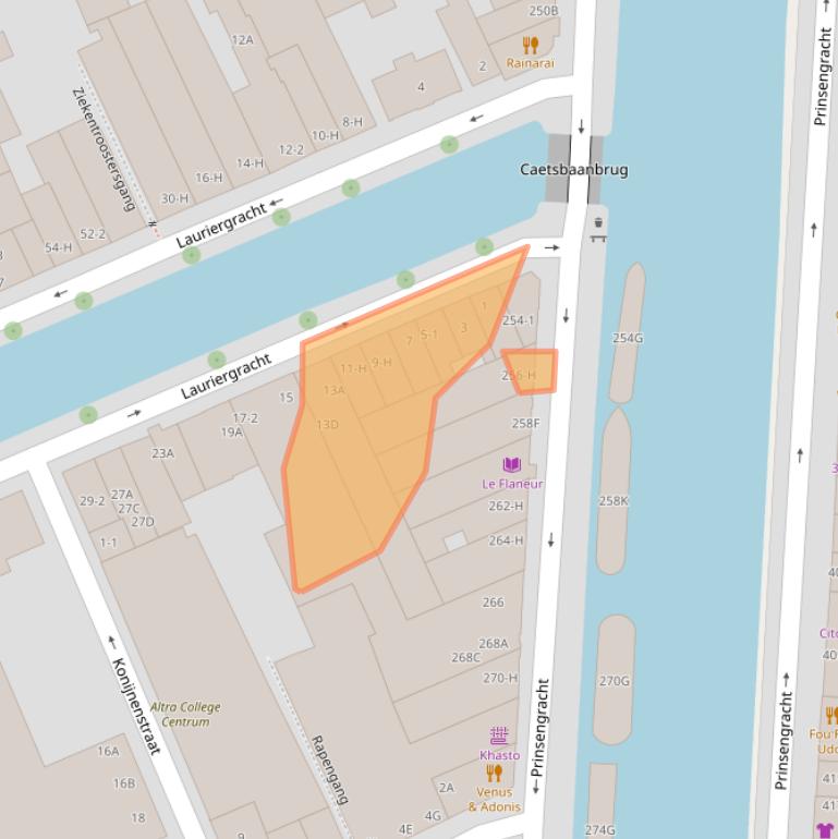 Kaart van postcodegebied 1016RD.