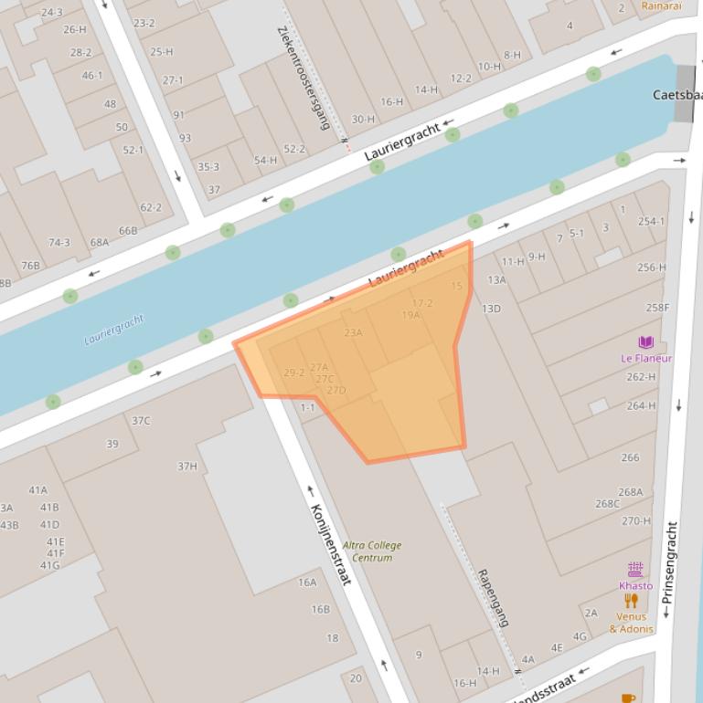 Kaart van postcodegebied 1016RE.