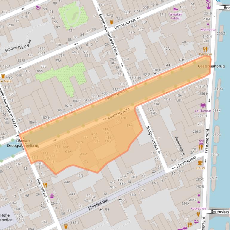 Kaart van postcodegebied 1016RG.