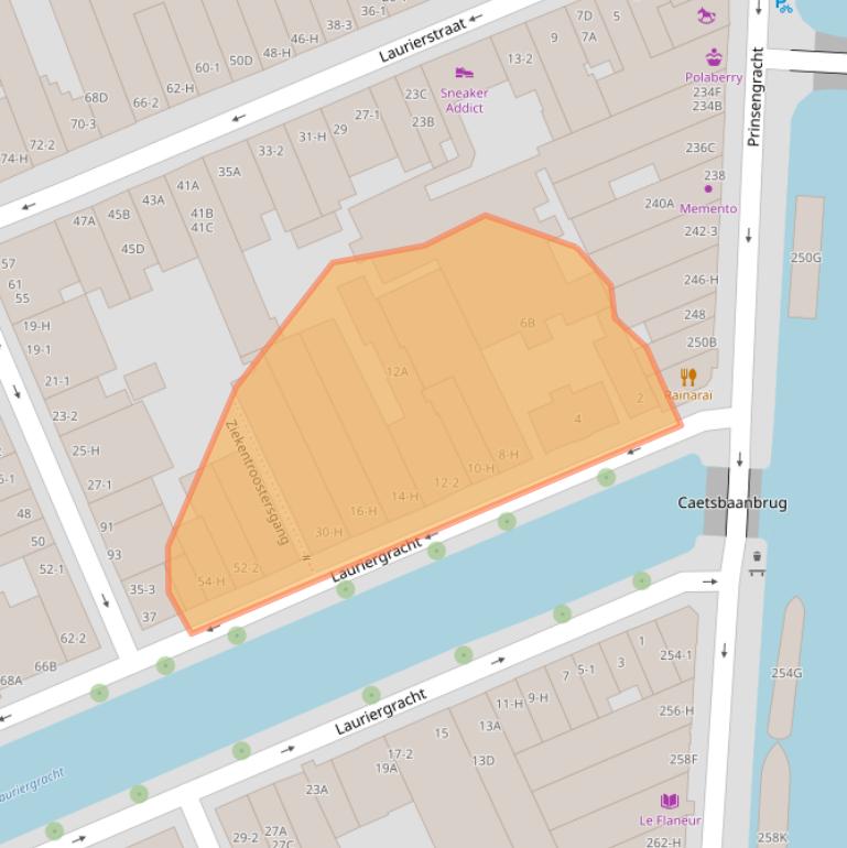 Kaart van postcodegebied 1016RL.
