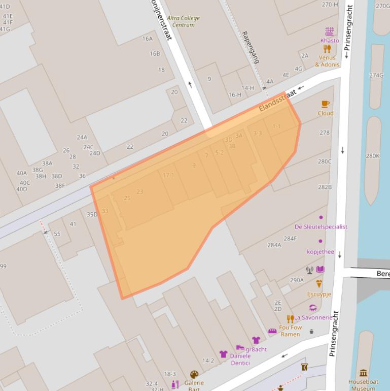 Kaart van postcodegebied 1016RW.