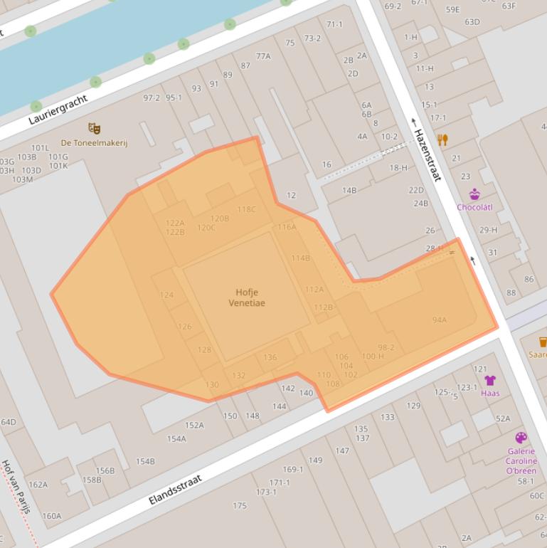 Kaart van postcodegebied 1016SH.