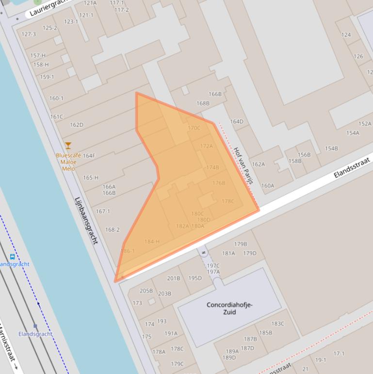 Kaart van postcodegebied 1016SK.