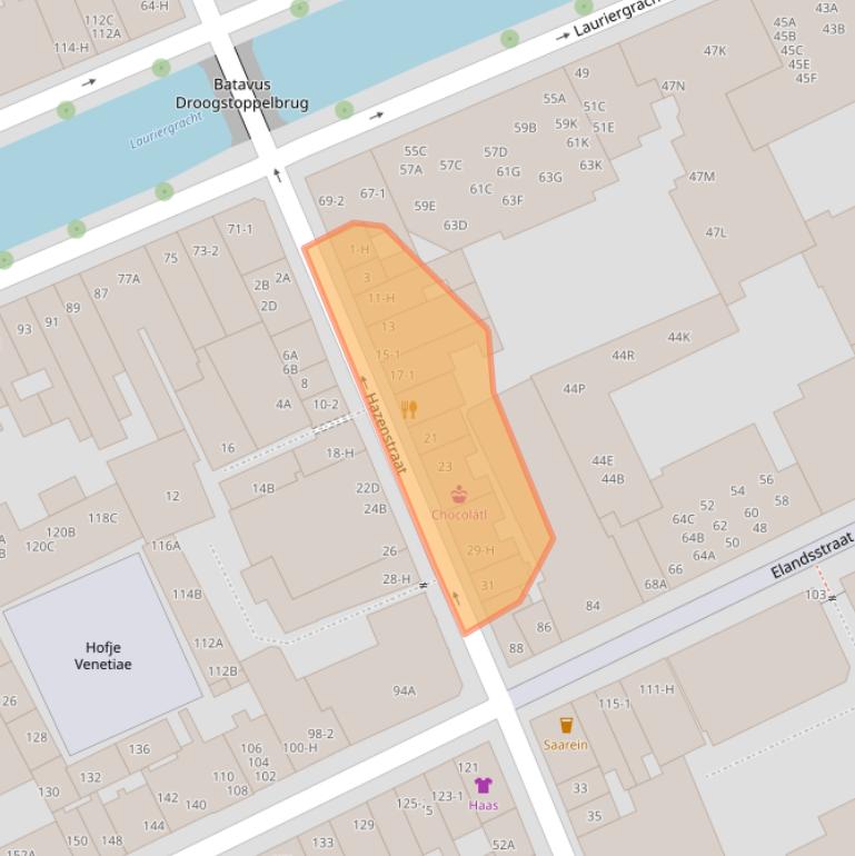 Kaart van postcodegebied 1016SM.