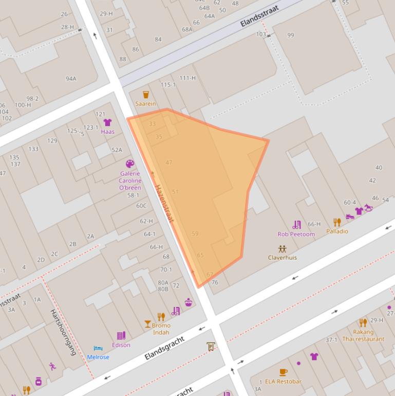 Kaart van postcodegebied 1016SN.