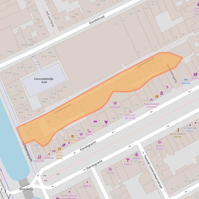 Kaart van postcodegebied 1016ST.