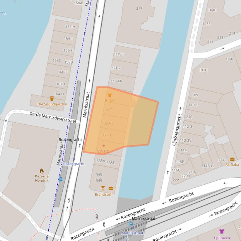 Kaart van postcodegebied 1016TC.