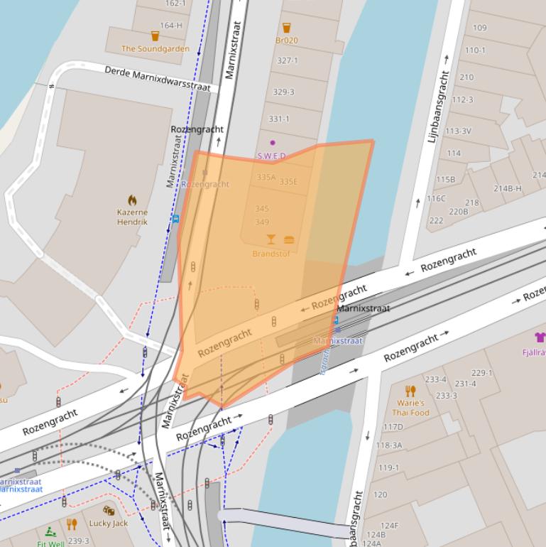 Kaart van postcodegebied 1016TD.