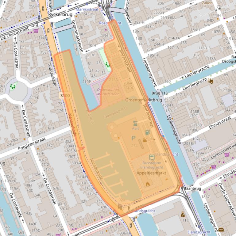 Kaart van postcodegebied 1016TL.