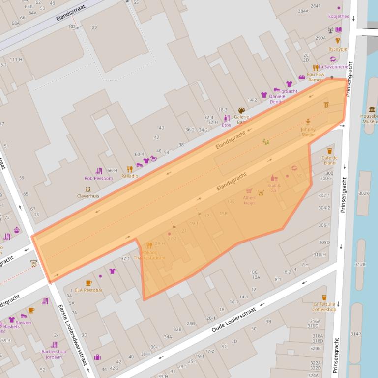 Kaart van postcodegebied 1016TM.