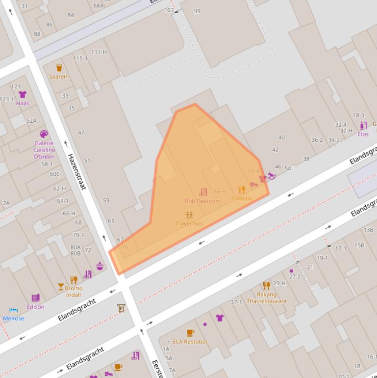 Kaart van postcodegebied 1016TX.