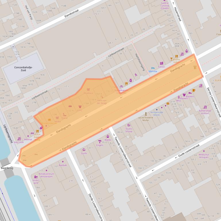 Kaart van postcodegebied 1016VB.