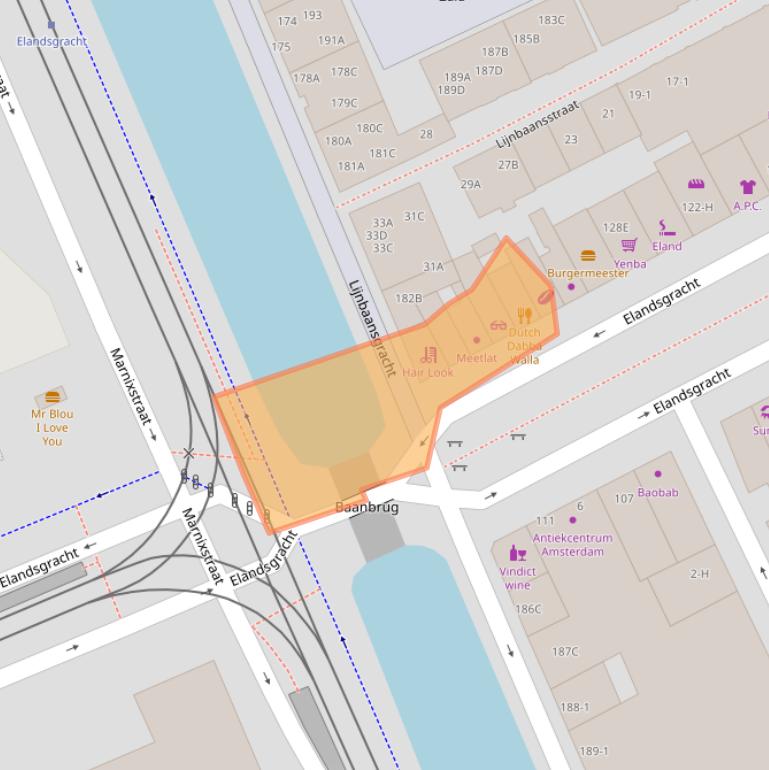 Kaart van postcodegebied 1016VC.