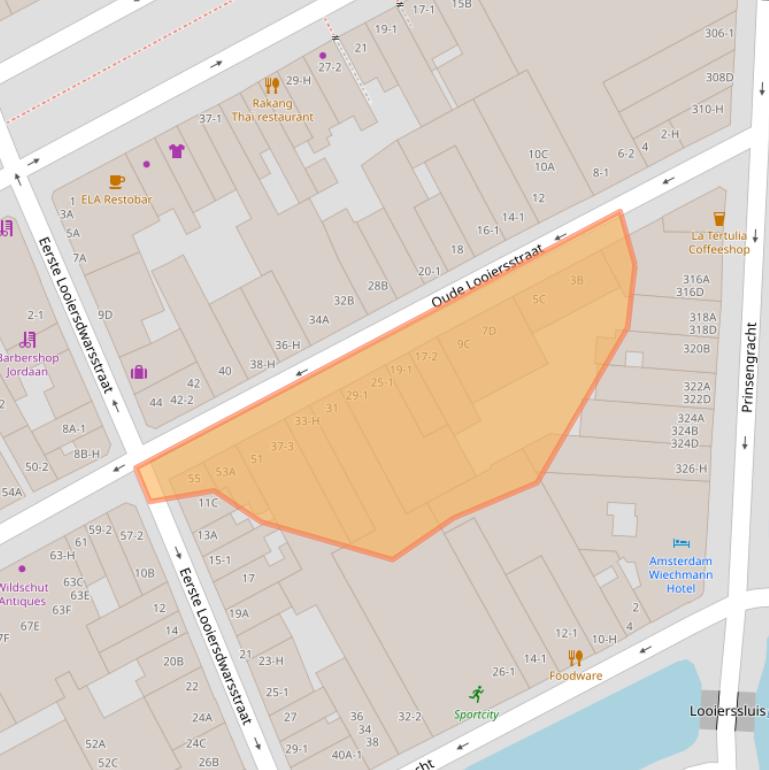 Kaart van postcodegebied 1016VG.