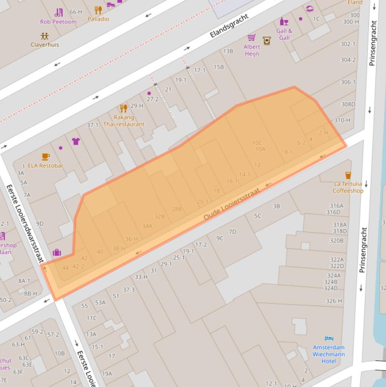 Kaart van postcodegebied 1016VJ.