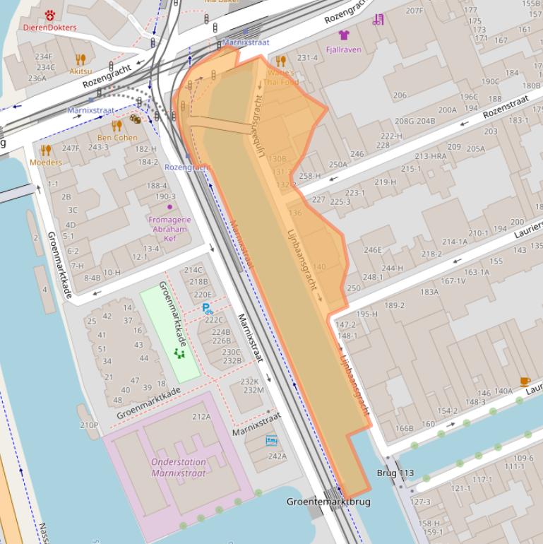 Kaart van postcodegebied 1016VV.