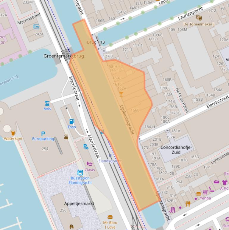 Kaart van postcodegebied 1016VX.