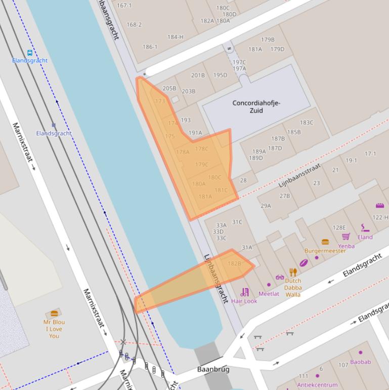 Kaart van postcodegebied 1016VZ.