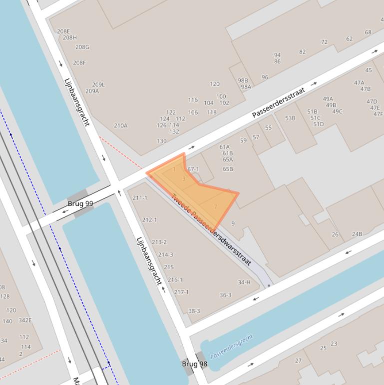 Kaart van postcodegebied 1016XE.