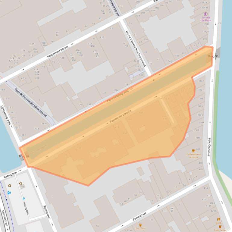 Kaart van postcodegebied 1016XG.