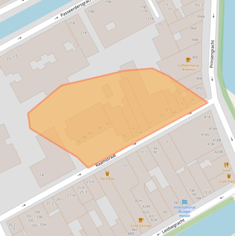 Kaart van postcodegebied 1016XM.