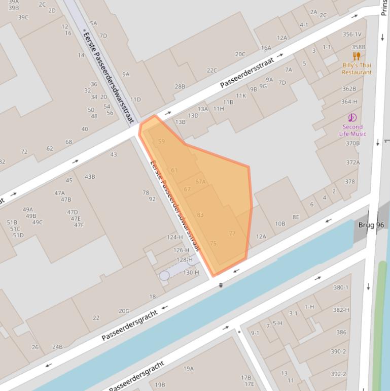 Kaart van postcodegebied 1016ZB.