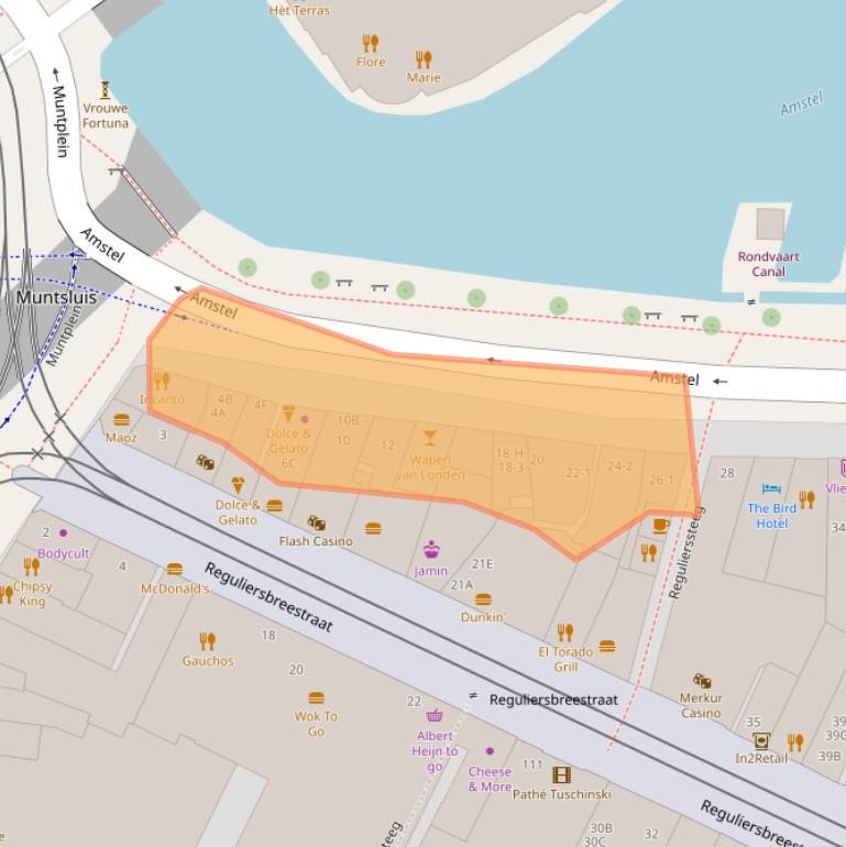 Kaart van postcodegebied 1017AA.